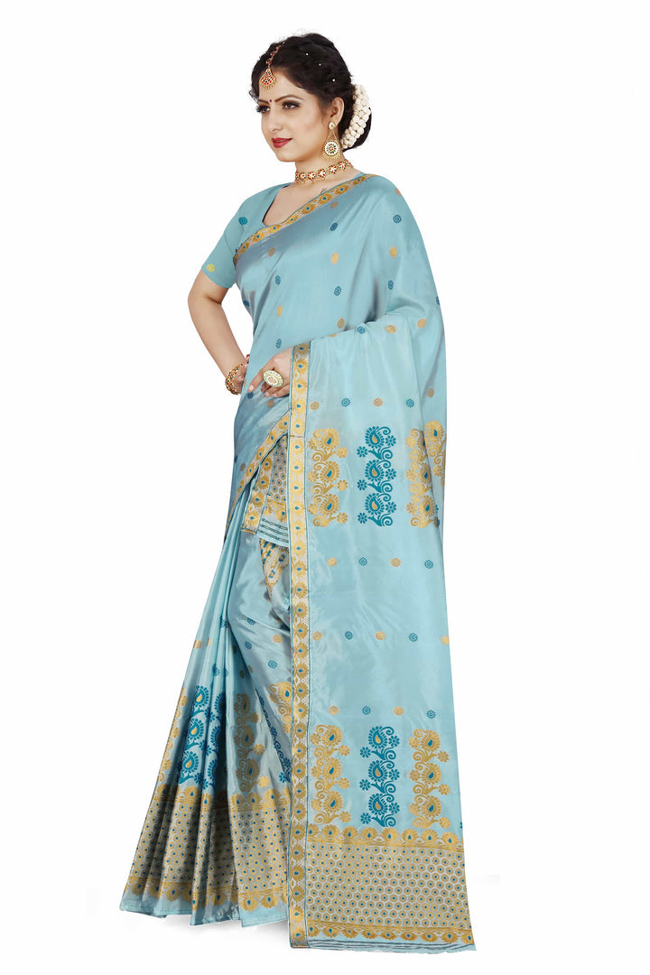 Gold Guna & Dhaga Work Poly Set Mekhela Sador
