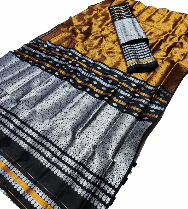 Silver Copper Guna Bedsheet Poly Set Mekhela Sador
