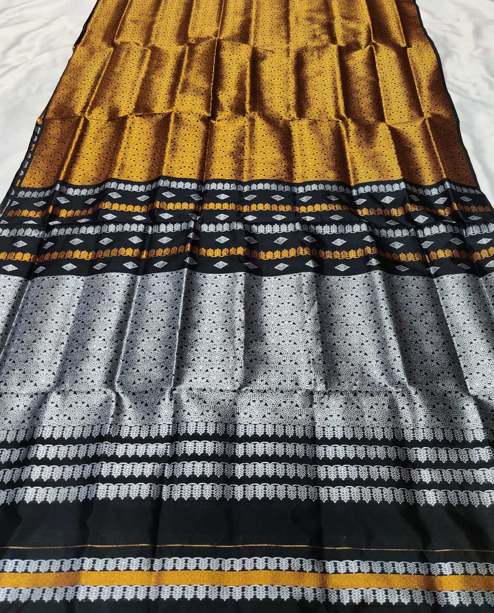 Silver Copper Guna Bedsheet Poly Set Mekhela Sador