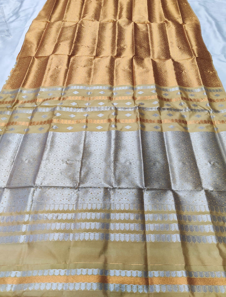 Silver Copper Guna Bedsheet Poly Set Mekhela Sador