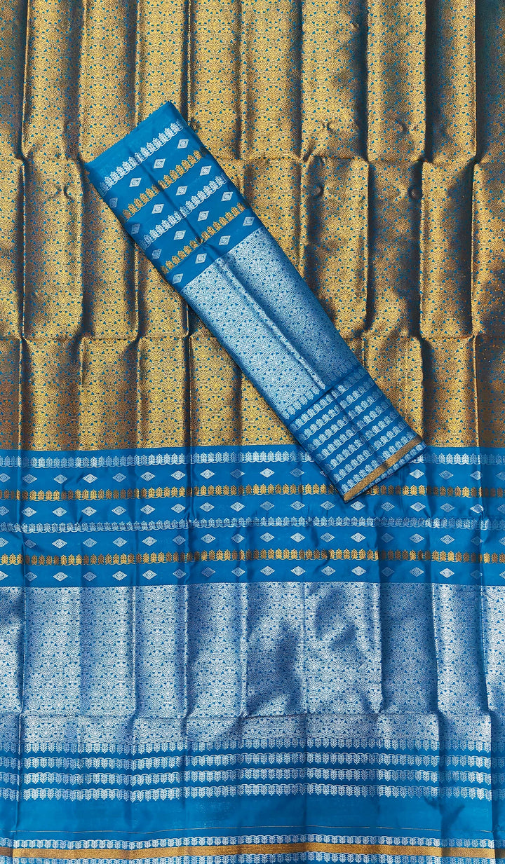 Silver Copper Guna Bedsheet Poly Set Mekhela Sador