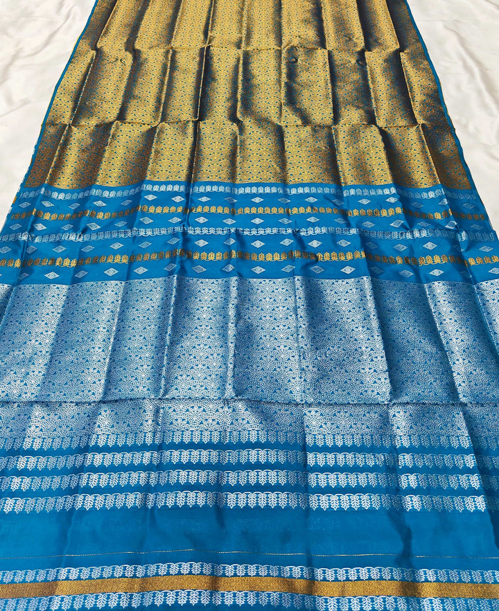 Silver Copper Guna Bedsheet Poly Set Mekhela Sador