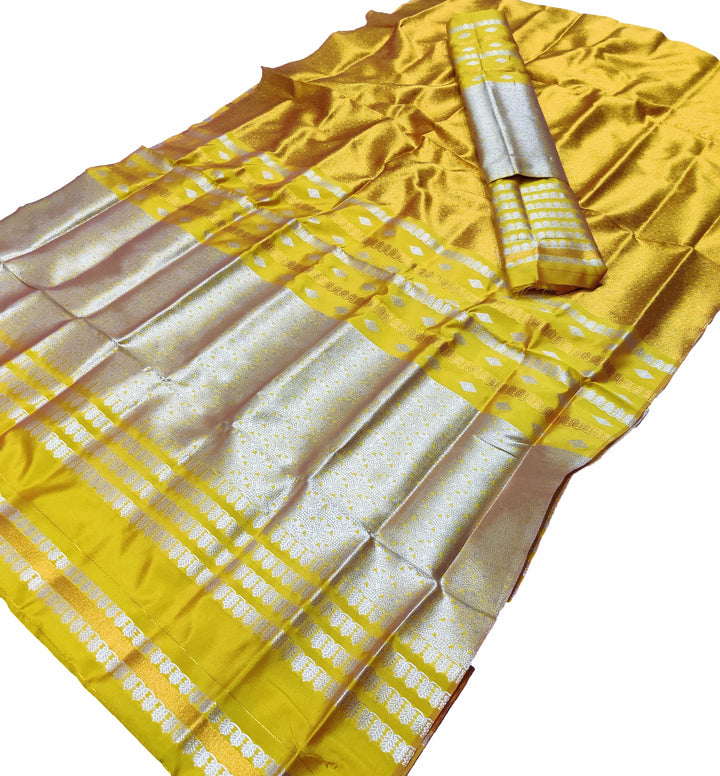 Silver Copper Guna Bedsheet Poly Set Mekhela Sador