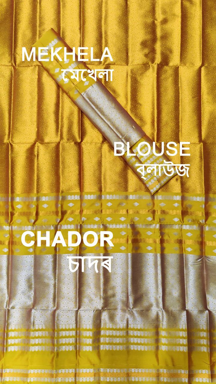 Silver Copper Guna Bedsheet Poly Set Mekhela Sador