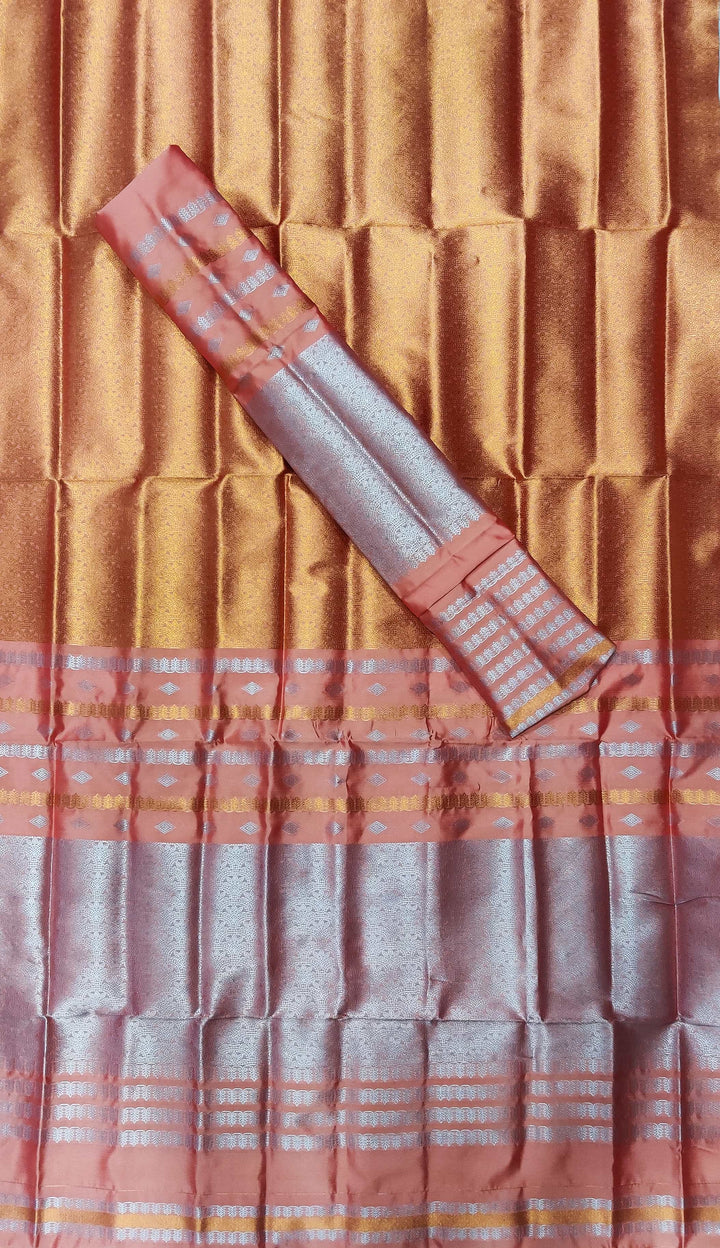 Silver Copper Guna Bedsheet Poly Set Mekhela Sador