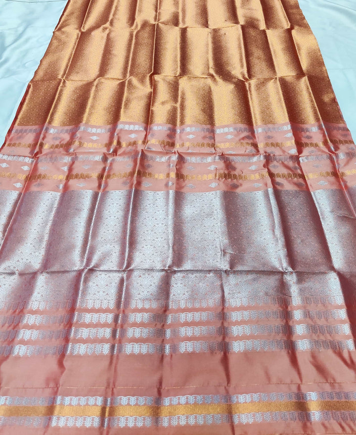 Silver Copper Guna Bedsheet Poly Set Mekhela Sador