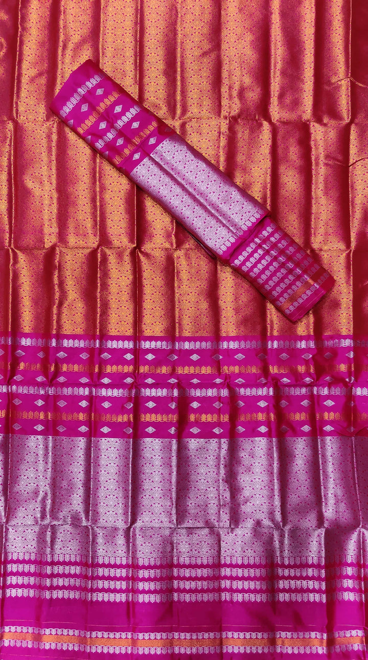 Silver Copper Guna Bedsheet Poly Set Mekhela Sador