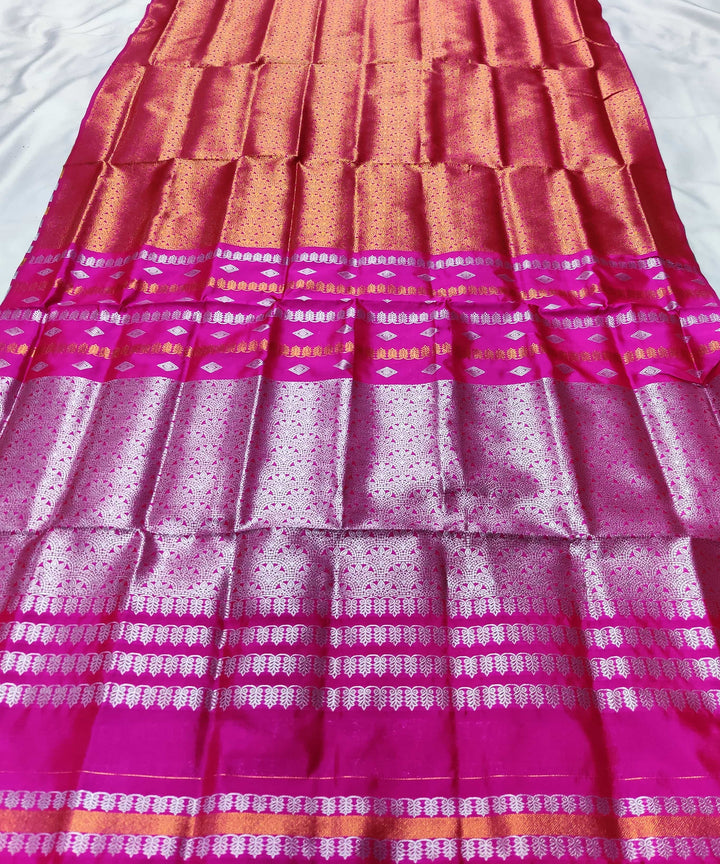 Silver Copper Guna Bedsheet Poly Set Mekhela Sador