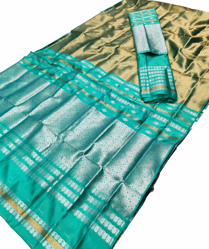 Silver Copper Guna Bedsheet Poly Set Mekhela Sador