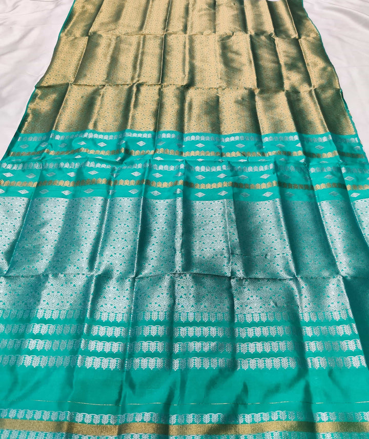 Silver Copper Guna Bedsheet Poly Set Mekhela Sador