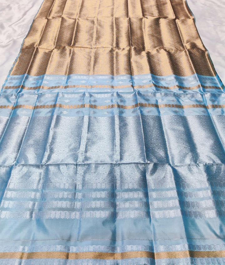 Silver Copper Guna Bedsheet Poly Set Mekhela Sador