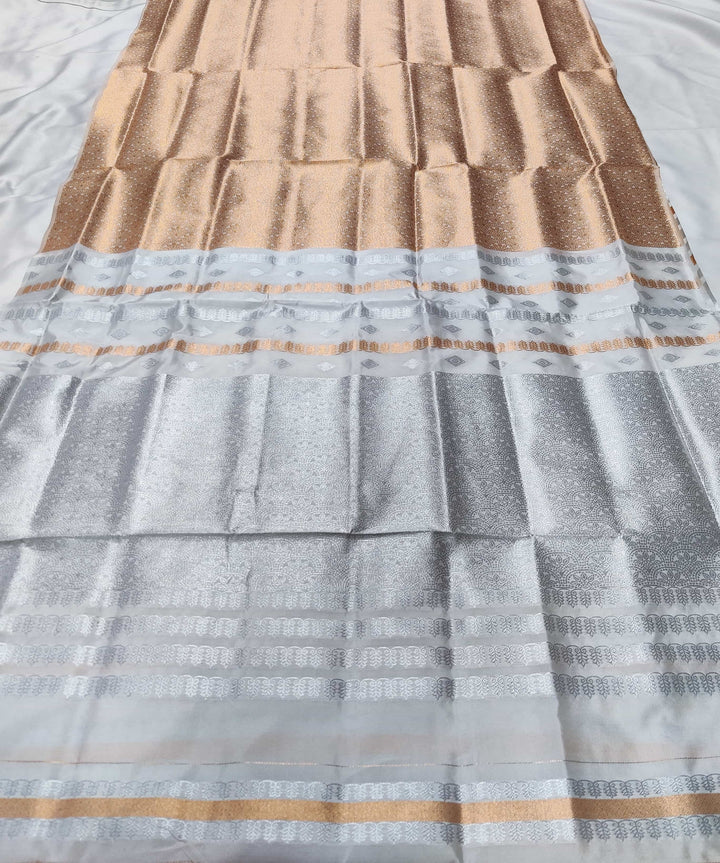 Silver Copper Guna Bedsheet Poly Set Mekhela Sador
