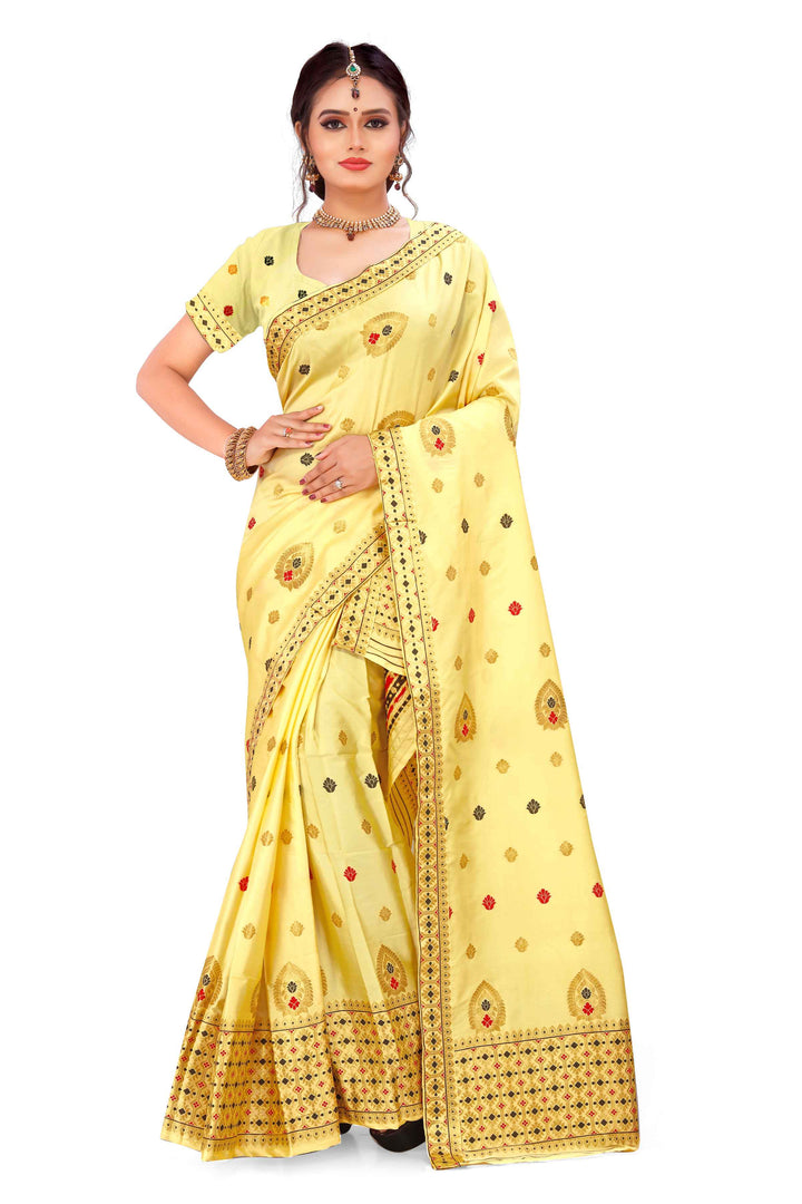 Silver Guna & Dhaga Mina Poly Set Mekhela Sador