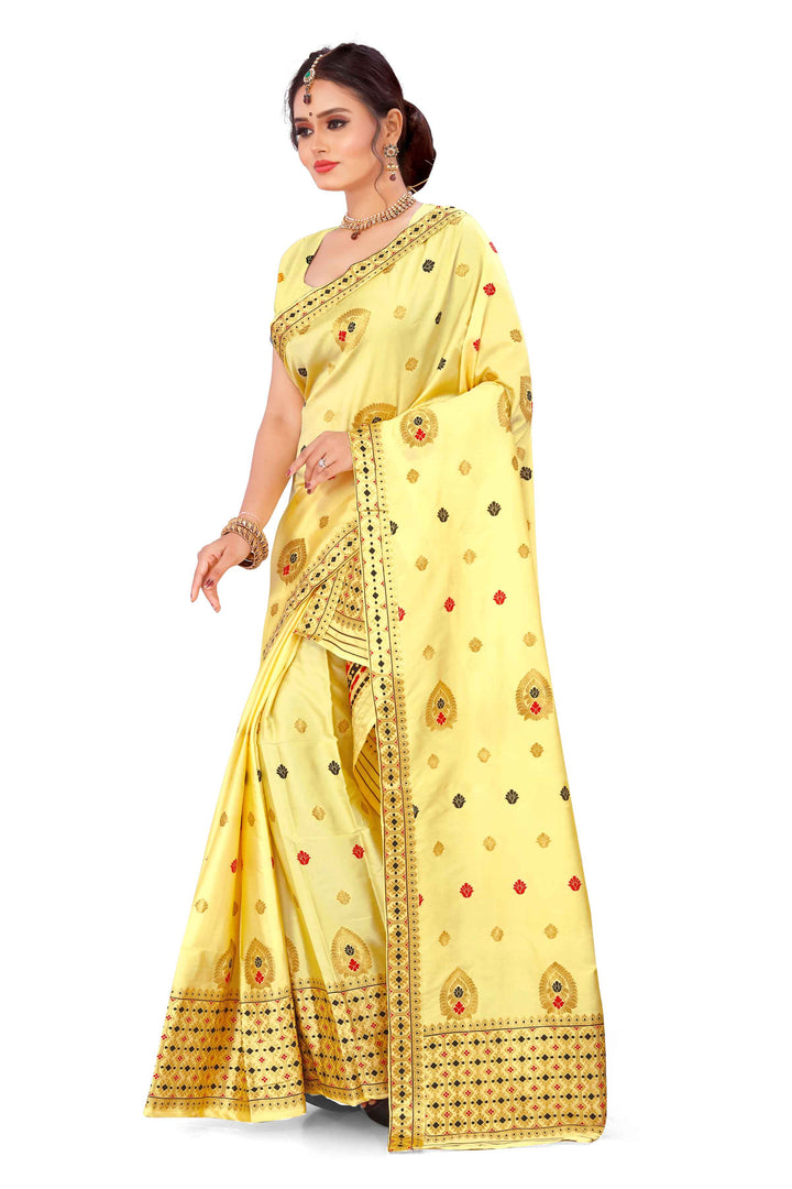 Silver Guna & Dhaga Mina Poly Set Mekhela Sador