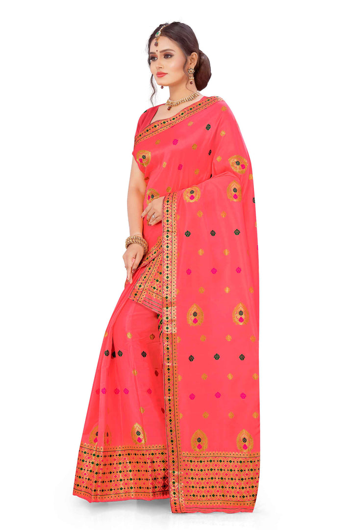Silver Guna & Dhaga Mina Poly Set Mekhela Sador