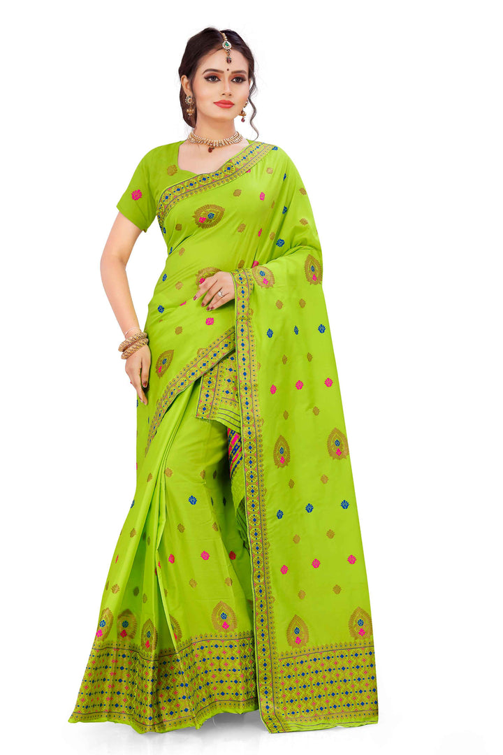 Silver Guna & Dhaga Mina Poly Set Mekhela Sador