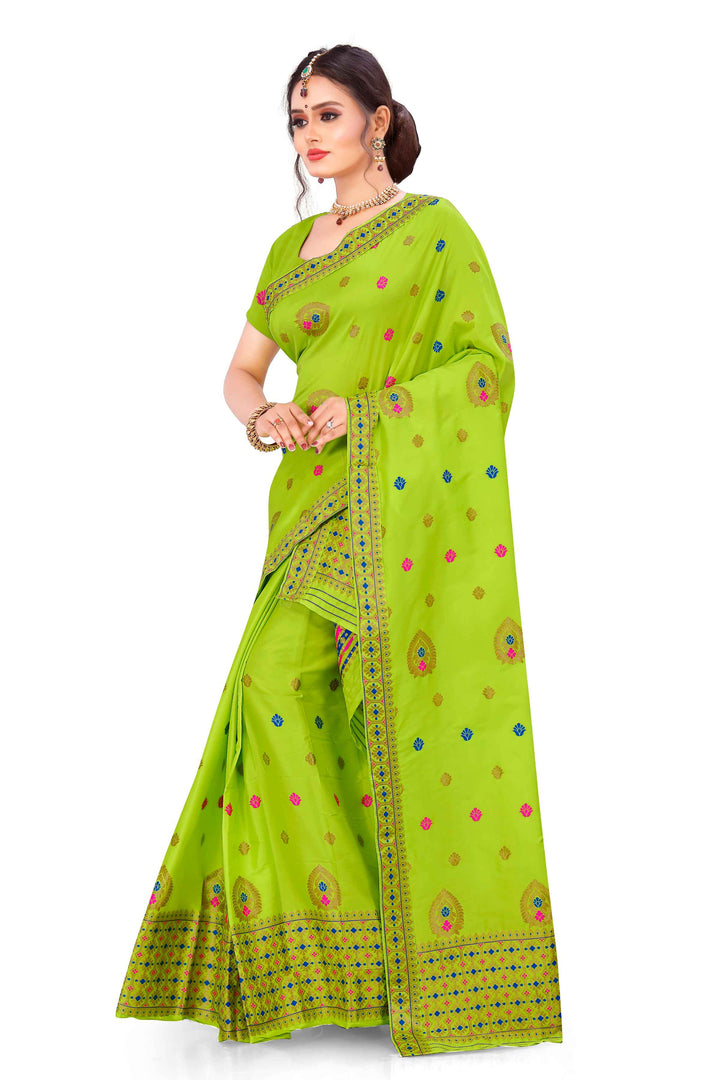 Silver Guna & Dhaga Mina Poly Set Mekhela Sador