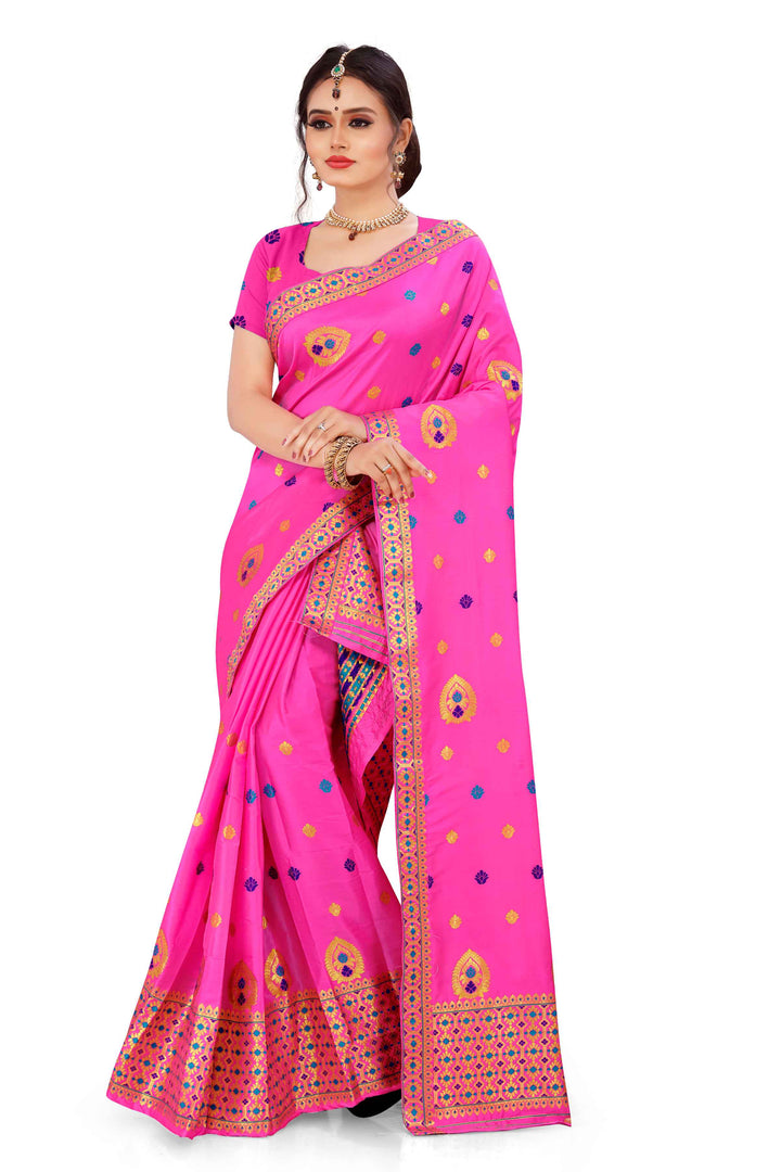 Silver Guna & Dhaga Mina Poly Set Mekhela Sador