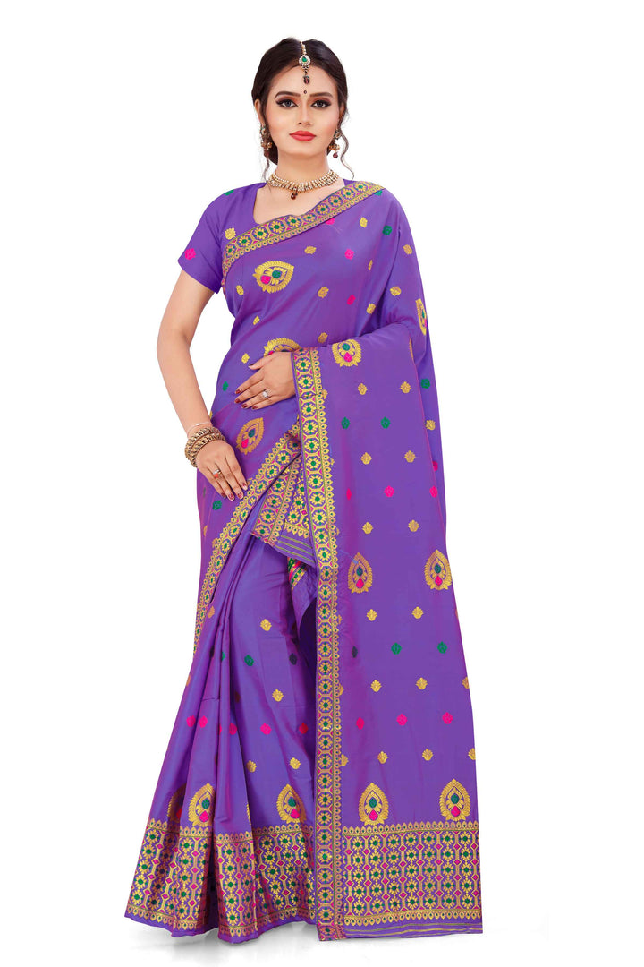 Silver Guna & Dhaga Mina Poly Set Mekhela Sador