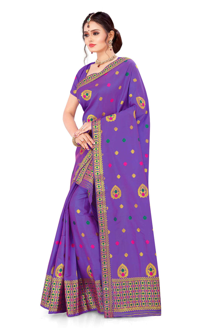 Silver Guna & Dhaga Mina Poly Set Mekhela Sador