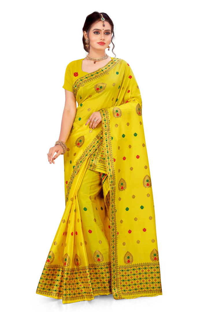 Silver Guna & Dhaga Mina Poly Set Mekhela Sador