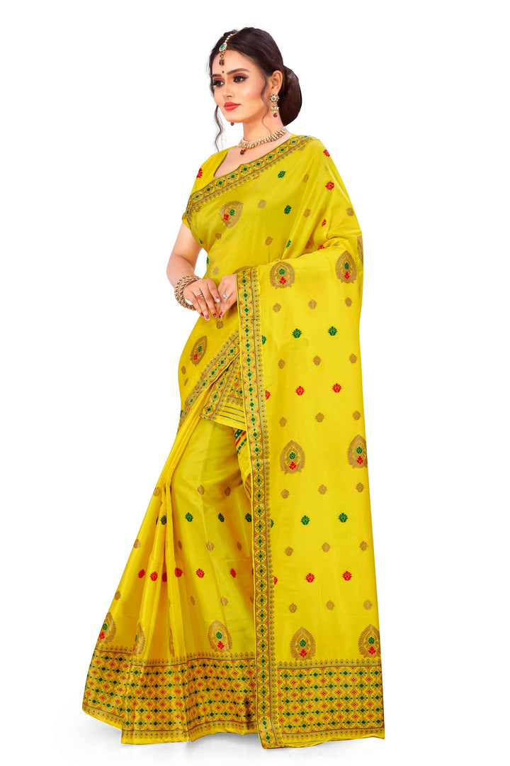 Silver Guna & Dhaga Mina Poly Set Mekhela Sador