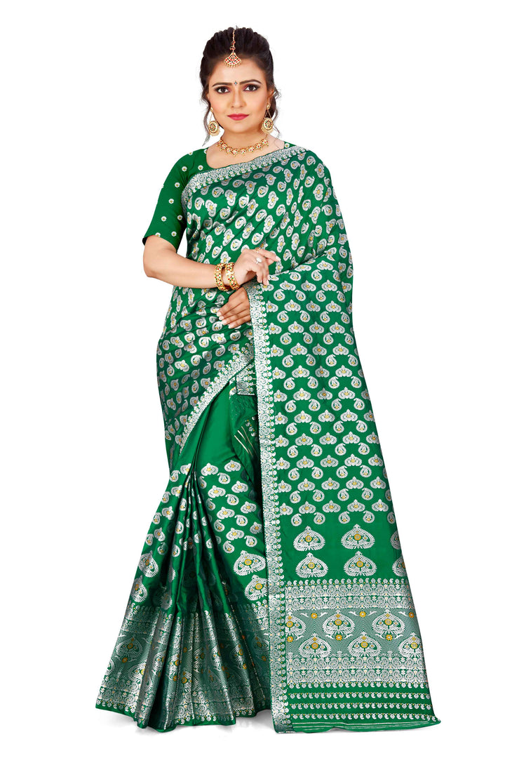 Silver Jari Bedsheet Mix Set Mekhela Sador