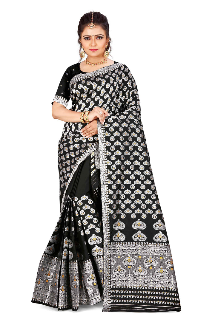 Silver Jari Bedsheet Mix Set Mekhela Sador