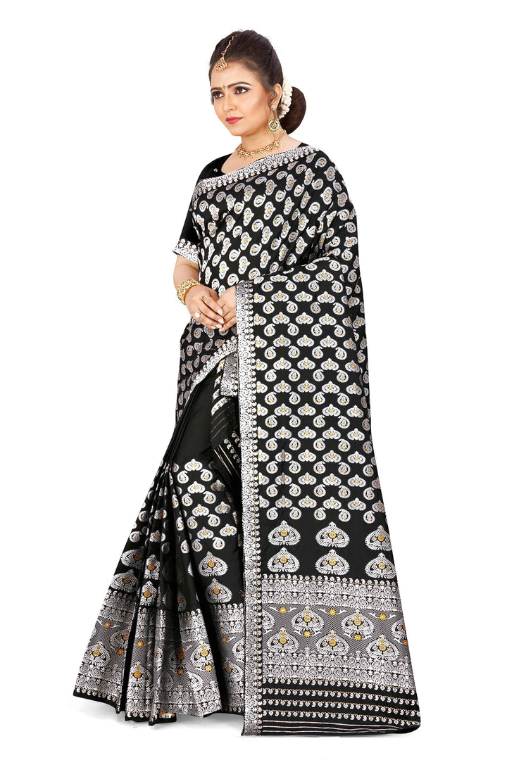 Silver Jari Bedsheet Mix Set Mekhela Sador