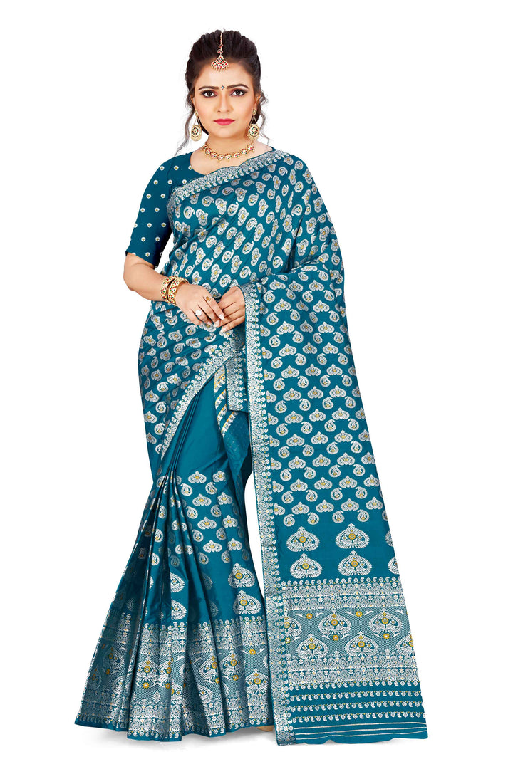 Silver Jari Bedsheet Mix Set Mekhela Sador