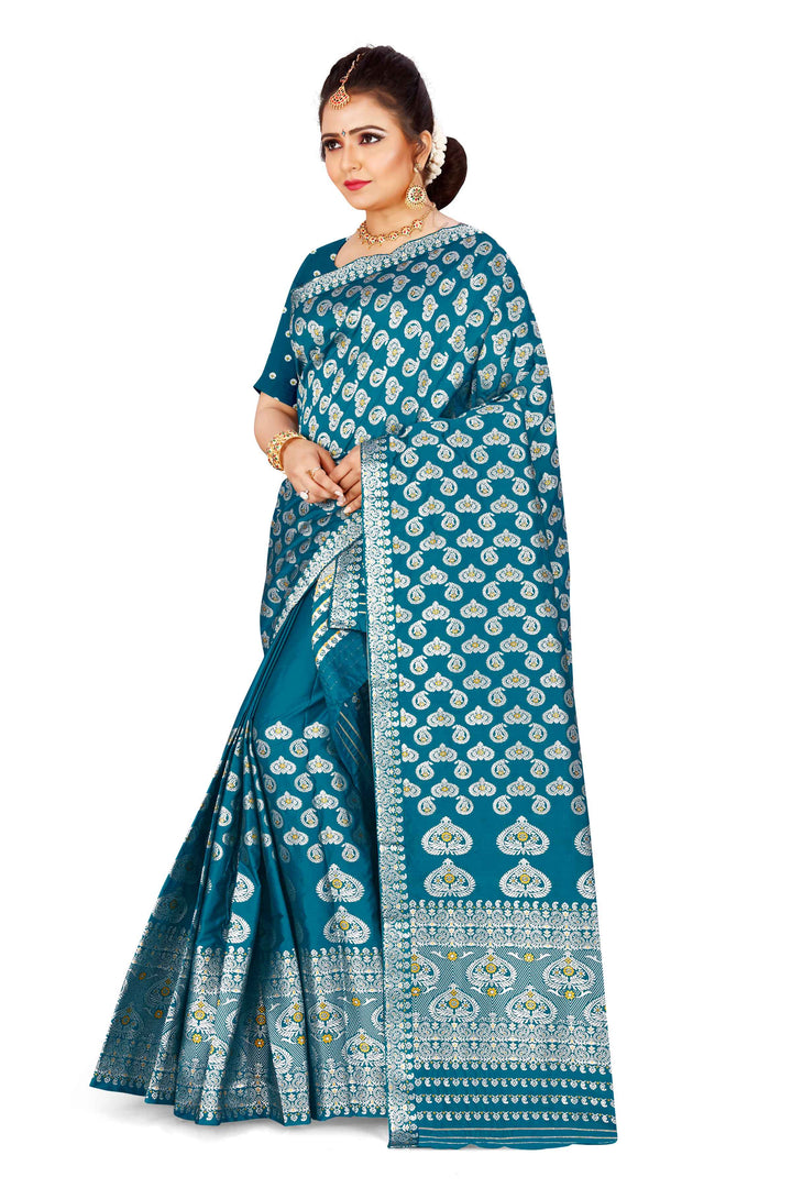 Silver Jari Bedsheet Mix Set Mekhela Sador