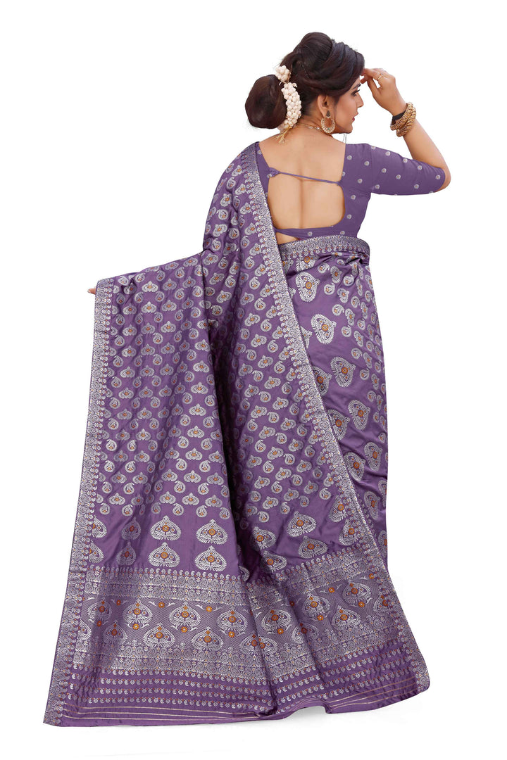 Silver Jari Bedsheet Mix Set Mekhela Sador
