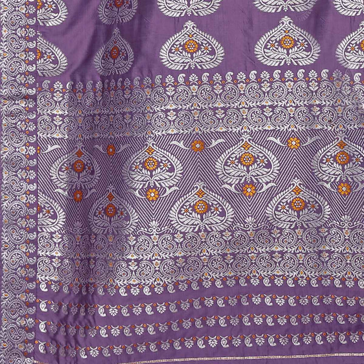 Silver Jari Bedsheet Mix Set Mekhela Sador