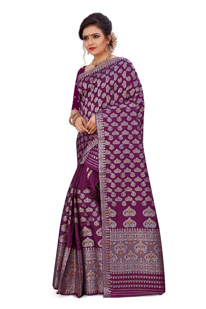Silver Jari Bedsheet Mix Set Mekhela Sador