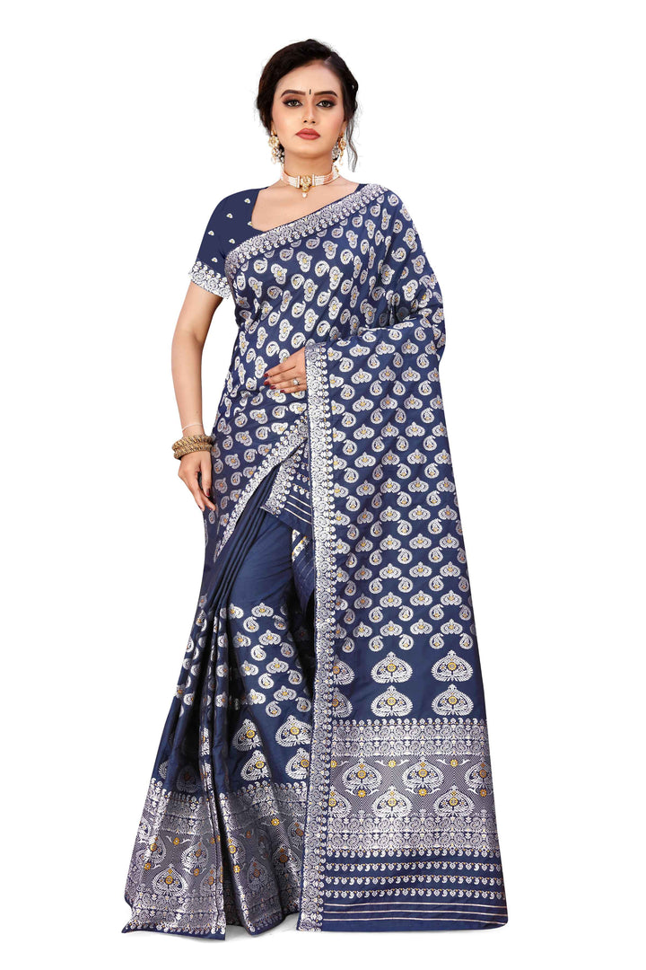 Silver Jari Bedsheet Mix Set Mekhela Sador