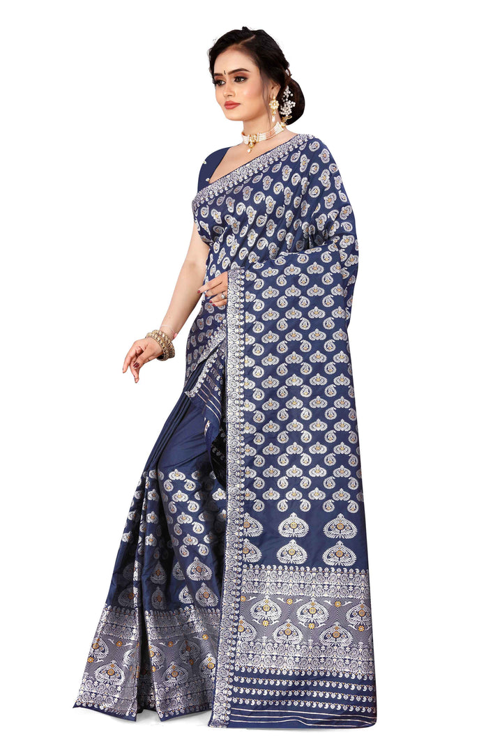 Silver Jari Bedsheet Mix Set Mekhela Sador