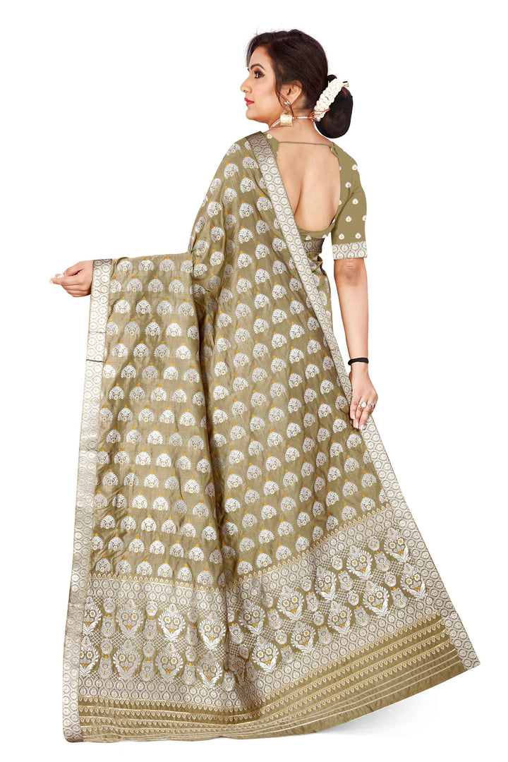 Silver Jari Bedsheet Mix Set Mekhela Sador