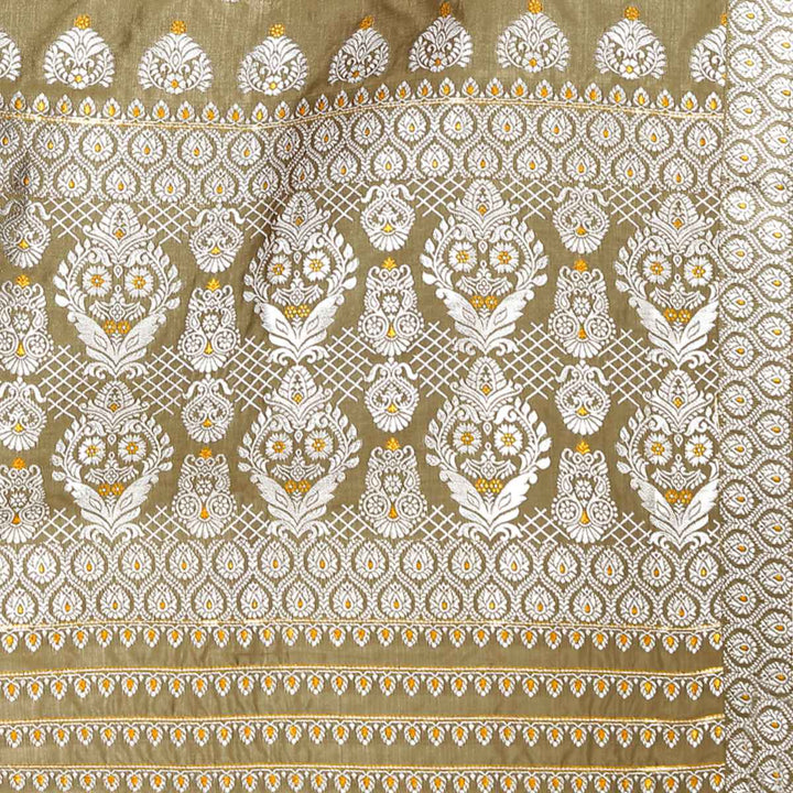 Silver Jari Bedsheet Mix Set Mekhela Sador