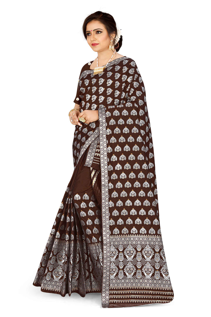 Silver Jari Bedsheet Mix Set Mekhela Sador