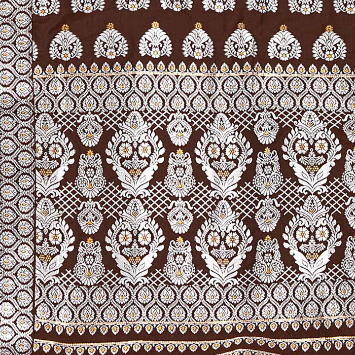 Silver Jari Bedsheet Mix Set Mekhela Sador