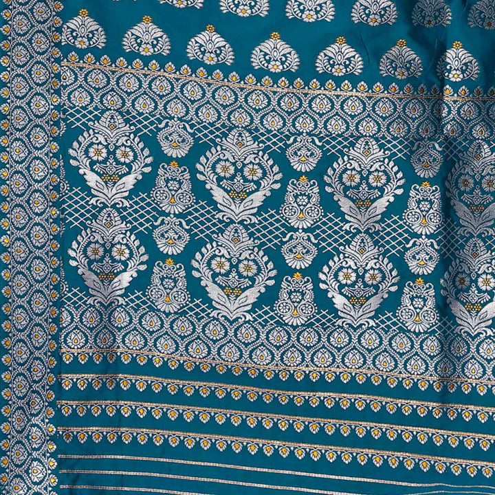 Silver Jari Bedsheet Mix Set Mekhela Sador