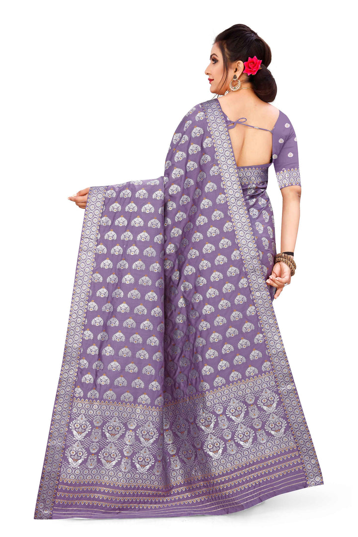 Silver Jari Bedsheet Mix Set Mekhela Sador