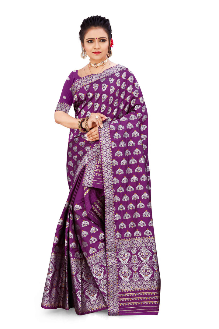Silver Jari Bedsheet Mix Set Mekhela Sador