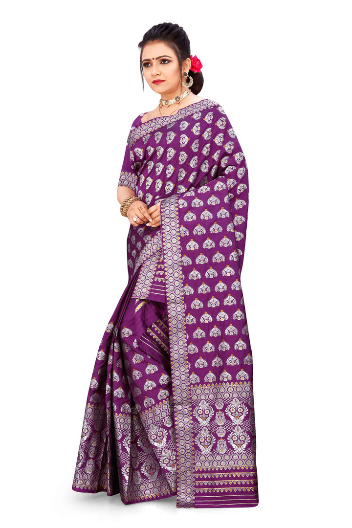 Silver Jari Bedsheet Mix Set Mekhela Sador