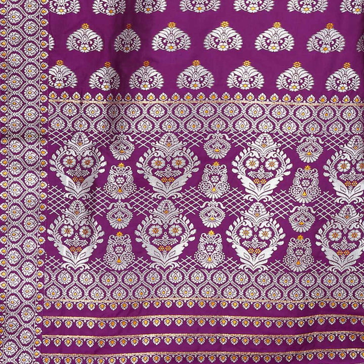 Silver Jari Bedsheet Mix Set Mekhela Sador