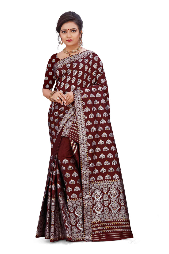 Silver Jari Bedsheet Mix Set Mekhela Sador