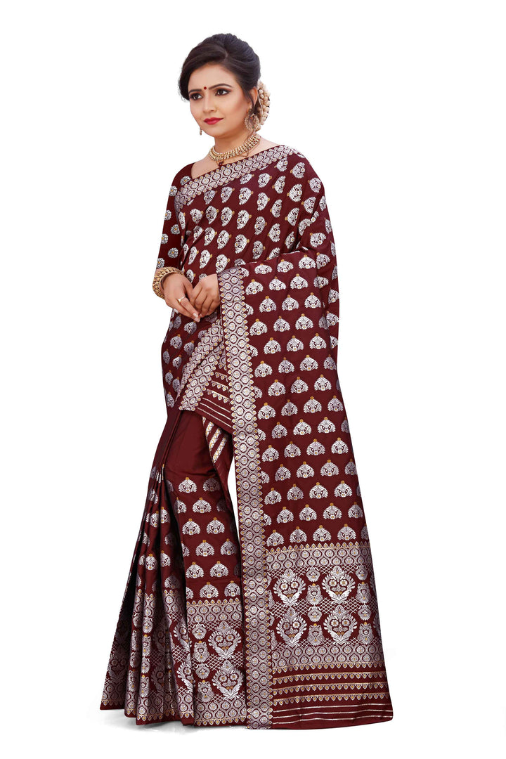 Silver Jari Bedsheet Mix Set Mekhela Sador