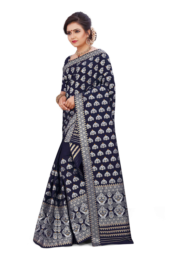 Silver Jari Bedsheet Mix Set Mekhela Sador