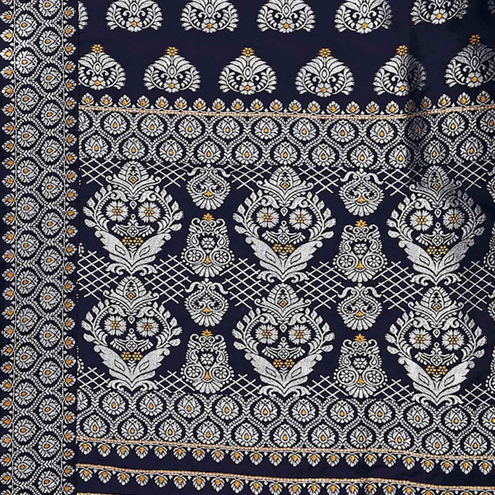 Silver Jari Bedsheet Mix Set Mekhela Sador
