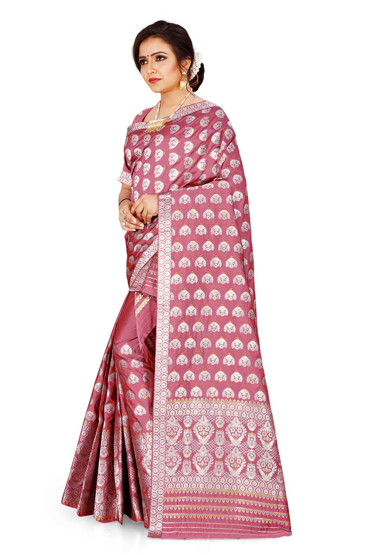 Silver Jari Bedsheet Mix Set Mekhela Sador